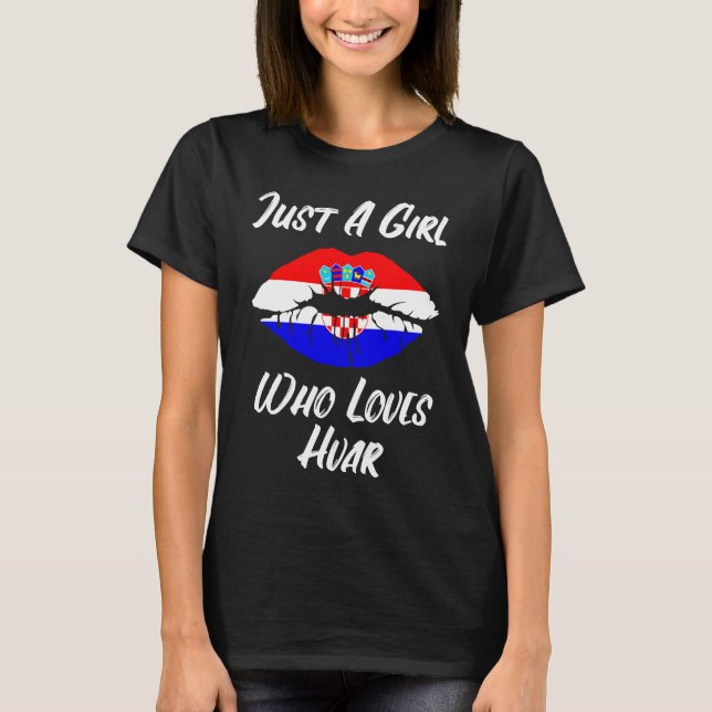 Camiseta Lábios Amor Croácia Flag Hvar (Frente)