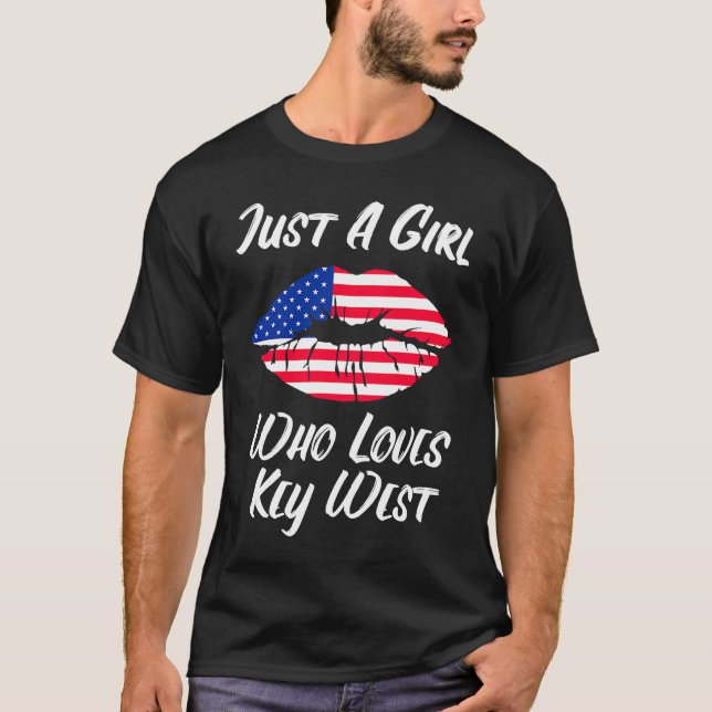Camiseta Lábios Amor Norte Americano Flag Key West (Frente)
