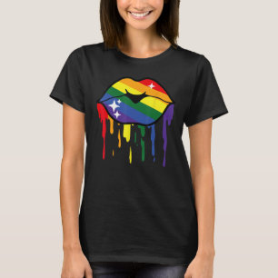 Camiseta Lábios arco-íris orgulho da comunidade da paz LGBT