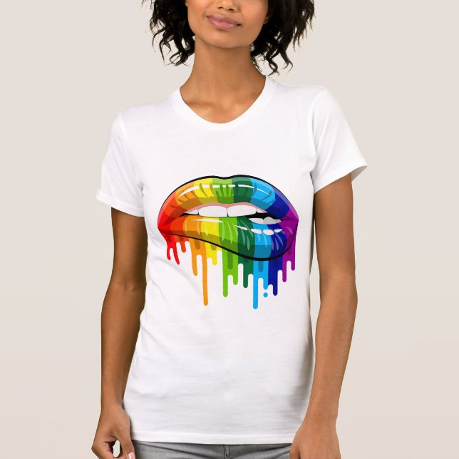 Camiseta Lábios arco-íris T-Shirt (Frente)