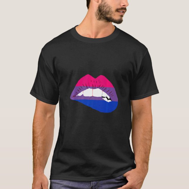 Camiseta Lábios bissexuais Bi Pride Bandeira Bissexual LGBT (Frente)
