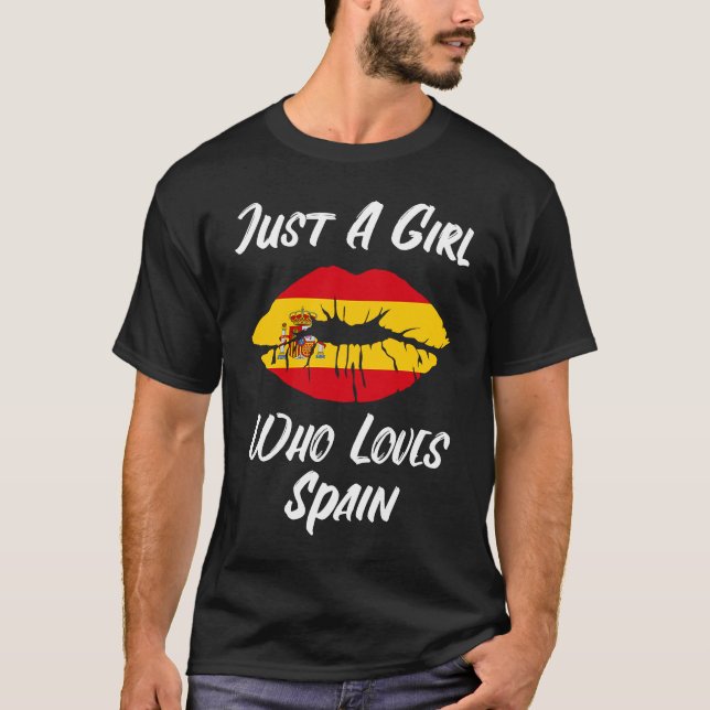 Camiseta Lábios Boca Ama Espanha de Bandeira Espanhola (Frente)