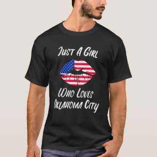 Camiseta Lábios Boca Amor Bandeira Americana Oklahoma City