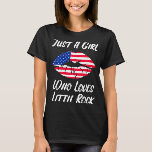 Camiseta Lábios Boca Amor Bandeira Americana Pequena Saia