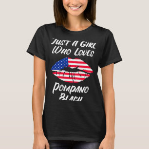 Camiseta Lábios Boca Amor Bandeira Americana Pompano Beach