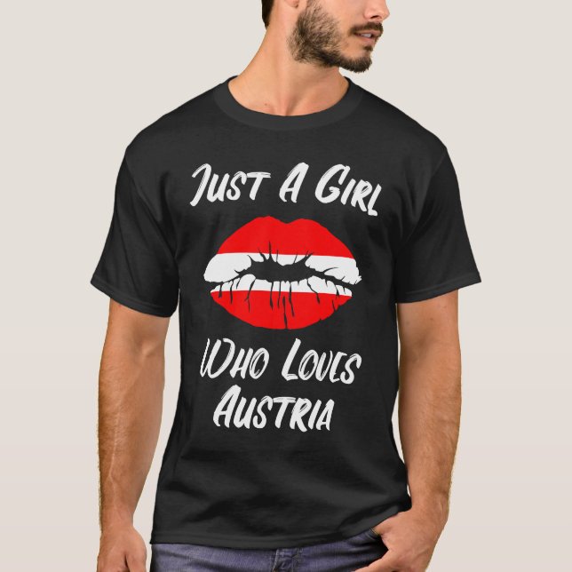 Camiseta Lábios Boca Amor Bandeira Austríaca (Frente)