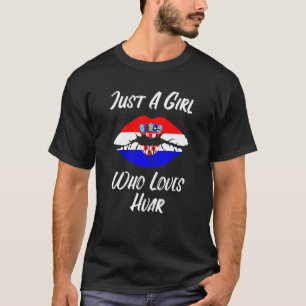 Camiseta Lábios Boca Amor Bandeira da Croácia Hvar
