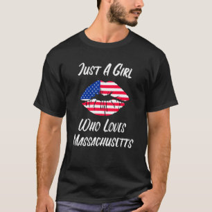 Camiseta Lábios Boca Amor Bandeira dos Estados Unidos Massa