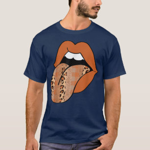 Camiseta Lábios bonitos Estilo de Vintagem Leopard outono O