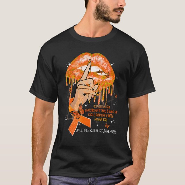 Camiseta Lábios Borboletas Mulheres Esclerose Múltipla (Frente)