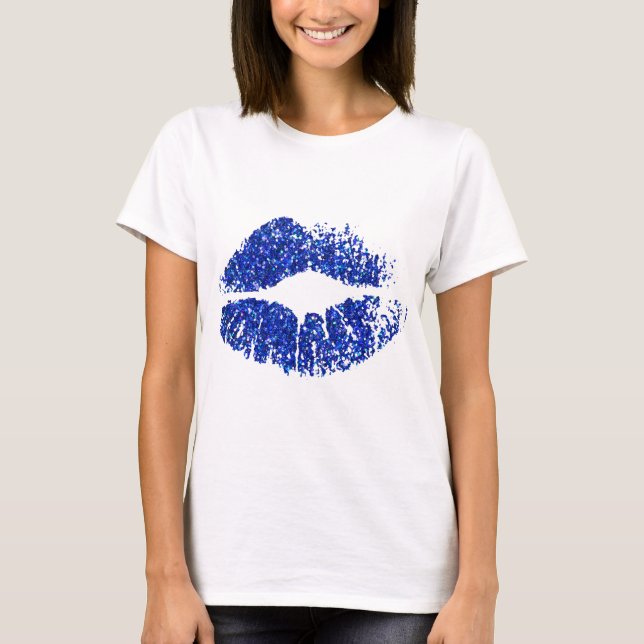 Camiseta Lábios com Brilho Azul (Frente)