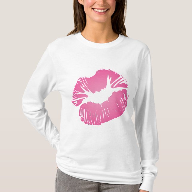 Camiseta Lábios cor-de-rosa (Frente)