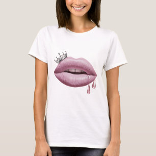 Camiseta Lábios cor-de-rosa com a coroa