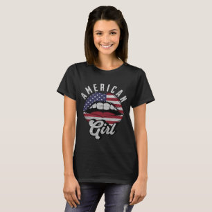 Camiseta lábios da bandeira americana Patriótico