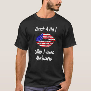 Camiseta Lábios De Bandeira Americanos Apenas Uma Menina Qu