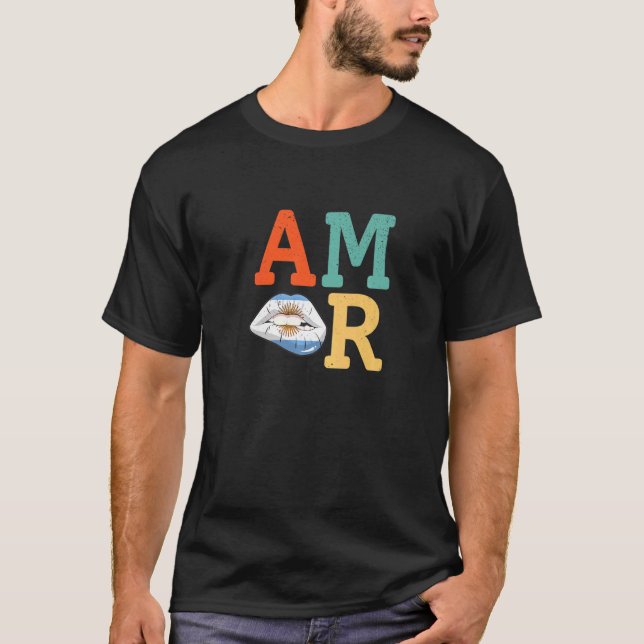 Camiseta Lábios de bandeira Amor Argentina (Frente)