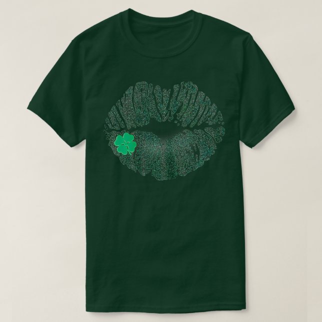 Camiseta Lábios de Beijo Verde, Dia de São Patrício de Manc (Frente do Design)