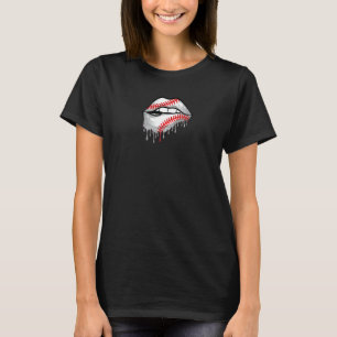 Camiseta Lábios de Beisebol Derramando Homens Mulheres Men