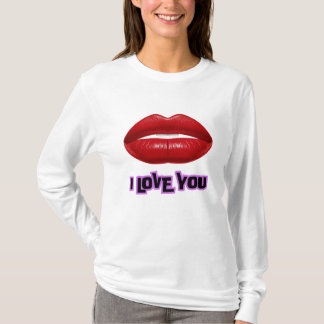 Camiseta / Lábios de capuz I Love You logo design