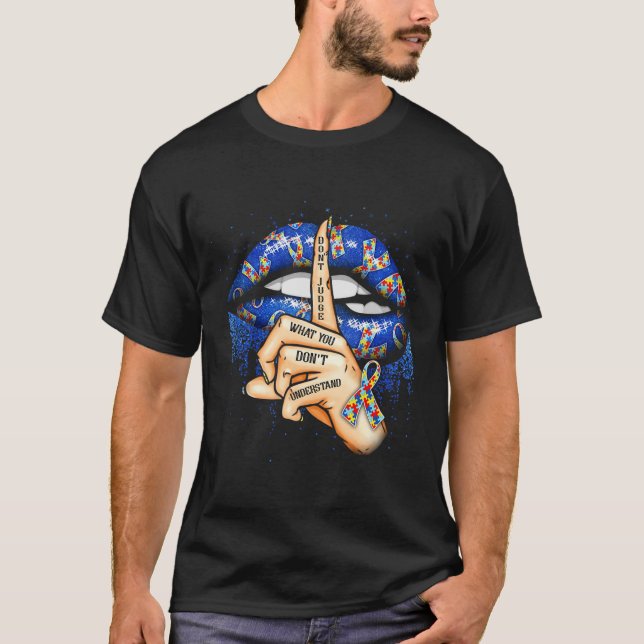 Camiseta Lábios de Consciência do Autismo 1 (Frente)