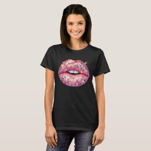 Camiseta Lábios de disco cor-de-rosa