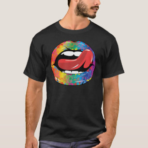 Camiseta Lábios de Fleur De Arco-íris Licking