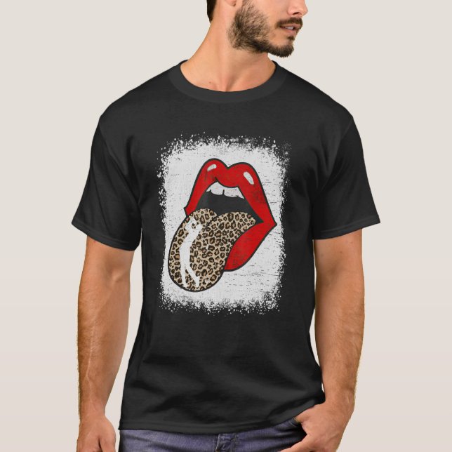 Camiseta Lábios de Impressão Leopardo Golfe Dia de as mães  (Frente)