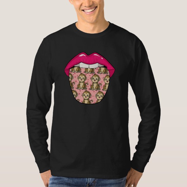 Camiseta Lábios de Macaco   Macaco Animal Primata (Frente)