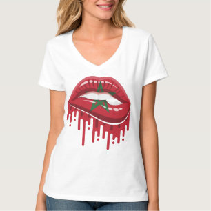 Camiseta lábios de Marrocos orgulho raiz bandeira