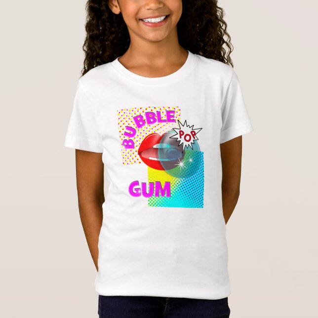 Camiseta Lábios de pastilhas de Pop de Arte Funky Retro (Frente)