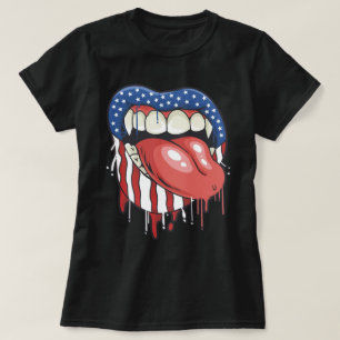 Camiseta Lábios de Vampiros da Bandeira Americana