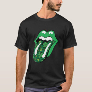 Camiseta Lábios De Véu Verde E Tonge Leopardo Irlandês