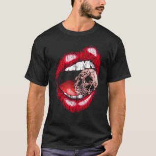 Camiseta Lábios dentes mordendo crânio