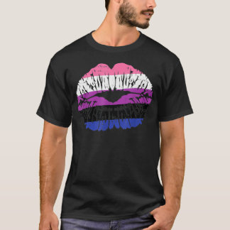 Camiseta Lábios do Orgulho Genderfluido Sinalizador Kiss En