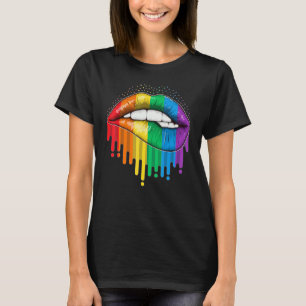 Camiseta Lábios do Orgulho Lgbt Gay do Arco Arco-Íris Lésbi