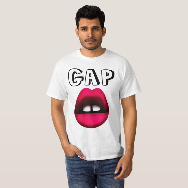 CAMISETA LÁBIOS DOS T-SHIRT DA MENINA DO DENTE DE GAP (Frente Completa)