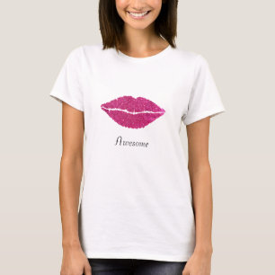 Camiseta Lábios dourados rosa brilhantes