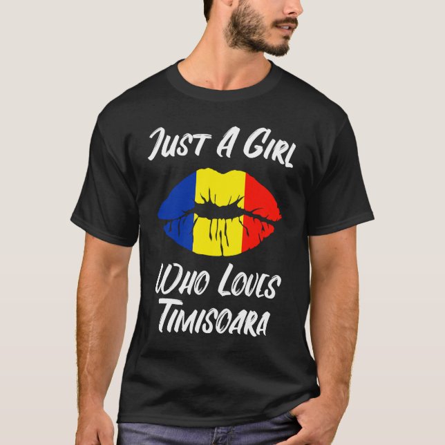 Camiseta Lábios e boca amam a bandeira romena Timisoara (Frente)