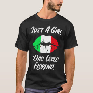 Camiseta Lábios e boca amam bandeira italiana Florença