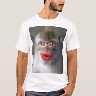 Camiseta lábios engraçados de macaco