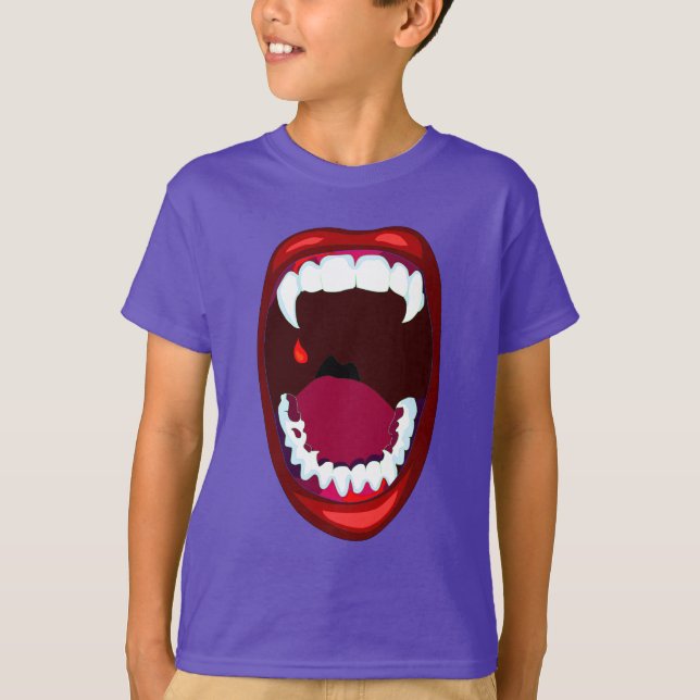 Camiseta Lábios exagerados do vermelho dos dentes da mostra (Frente)