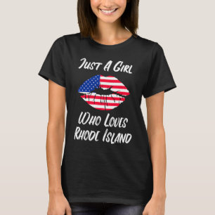 Camiseta Lábios Fez Amor na América Flag Rhode Island