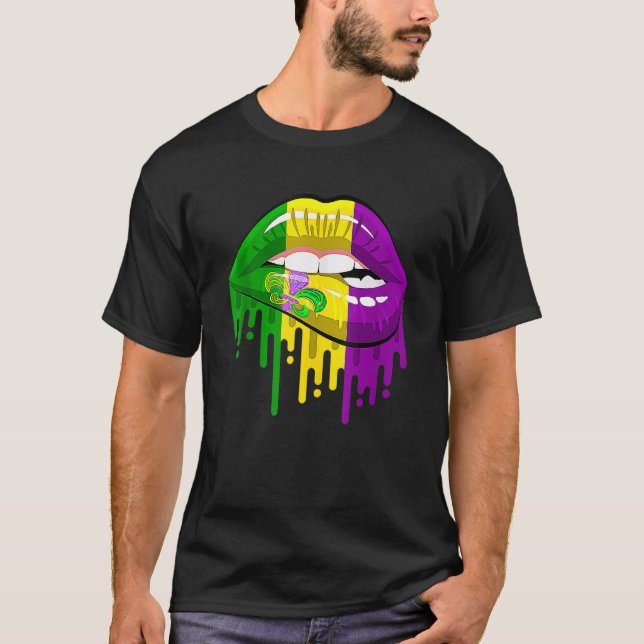 Camiseta Lábios Fleur De Lis Carnaval de Nova Orleans 1 (Frente)