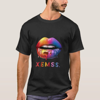 Camiseta Lábios Gotejantes Coloridos Gráfico de L