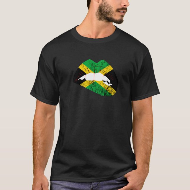 Camiseta Lábios jamaicanos Caribe Patrimônio do Orgulho jam (Frente)