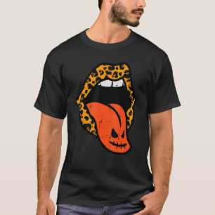 Camiseta Lábios-Leopardo-Abóbora Figuram Para O Dia Das Bru