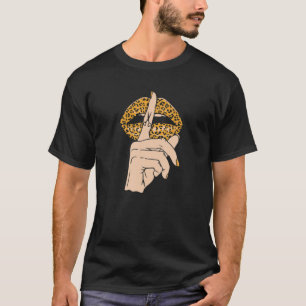Camiseta Lábios-leopardo tesoura dedo Legal pelo cabelo da 