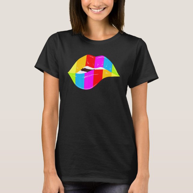 Camiseta Lábios LGBT beijam boca Gay (Frente)