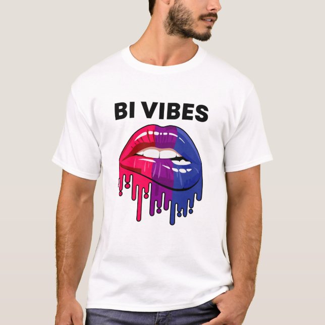 Camiseta Lábios LGBT Bi do Orgulho Bissexual Mês (Frente)