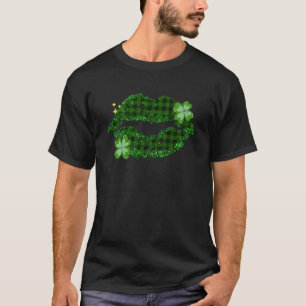 Camiseta Lábios me beijam Eu sou Irlandês Shamrock Dia de S